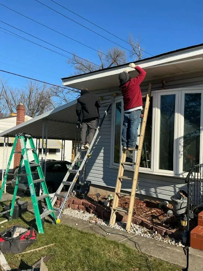 Restoration crew performing exterior repair in Edison